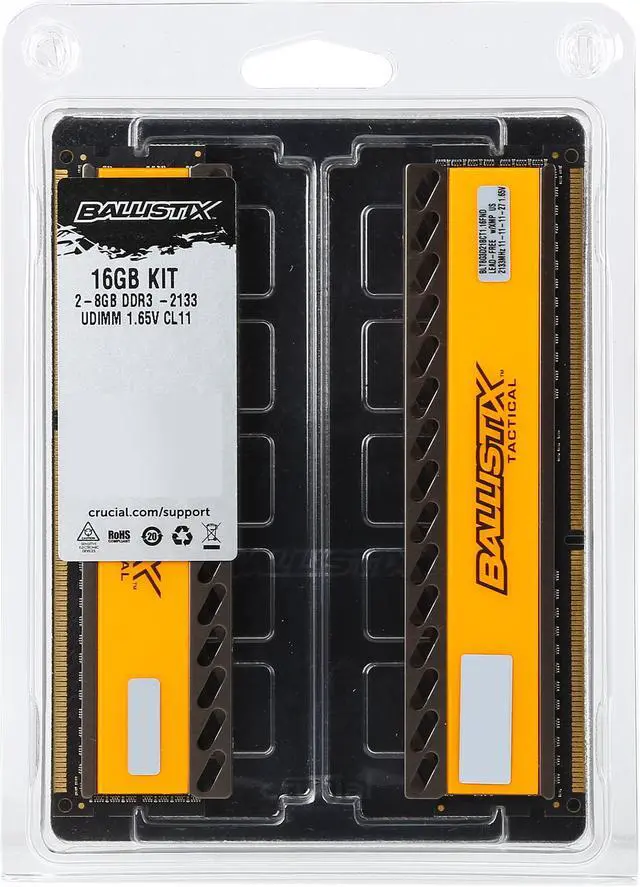 Alt view image 2 of 2 - Ballistix Tactical 16GB Kit (8GBx2) DDR3 2133 MT/s (PC3-17000) UDIMM 240-Pin - BLT2K8G3D21BCT1