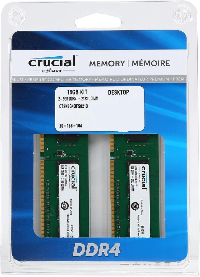 Crucial 16GB Kit (8GBx2) DDR4 2133 MT/s (PC4-17000) SR x8 Unbuffered DIMM  288-Pin Memory - CT2K8G4DFS8213 at