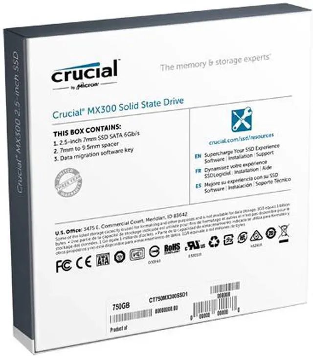 Alt view image 4 of 4 - Crucial MX300 750GB SATA 2.5 Inch Internal Solid State Drive - CT750MX300SSD1