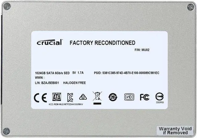 Alt view image 2 of 5 - Crucial M550 2.5" 1TB SATA 6Gb/s MLC Internal Solid State Drive (SSD) CT1024M550SSD1 - Factory Recertified