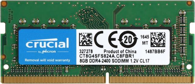 Crucial 8GB Single DDR4 2400 MT/S (PC4-19200) SR x8 SODIMM 260-Pin Memory -  CT8G4SFS824A