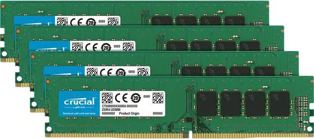 Main image of Crucial 64GB (4 x 16GB) DDR4 2666MHz DRAM (Desktop Memory) CL19 1.2V DR DIMM (288-pin) CT4K16G4DFD8266