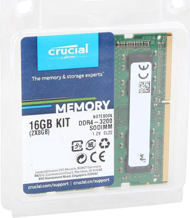 Alt view image 4 of 4 - Crucial 16GB (2 x 8GB) 260-Pin DDR4 SO-DIMM DDR4 3200 (PC4 25600) Laptop Memory Model CT2K8G4SFS832A