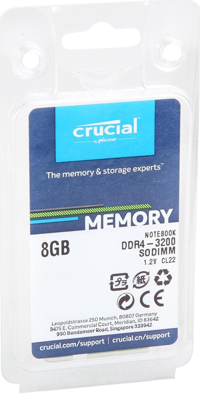 Alt view image 4 of 12 - Crucial 8GB 260-Pin DDR4 SO-DIMM DDR4 3200 (PC4 25600) Laptop Memory Model CT8G4SFRA32A