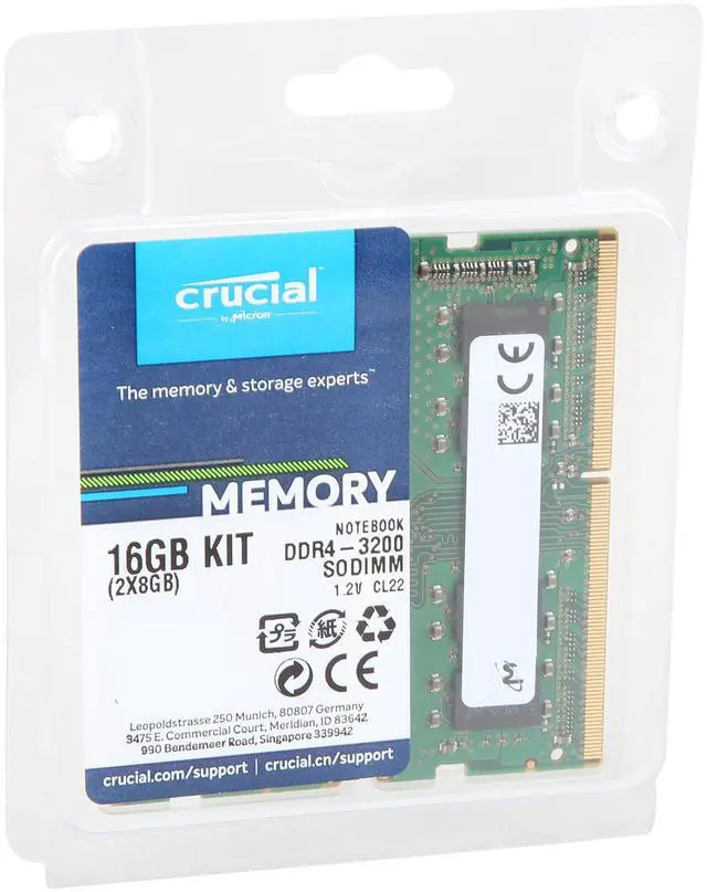 Alt view image 4 of 4 - Crucial 16GB (2 x 8GB) 260-Pin DDR4 SO-DIMM DDR4 3200 (PC4 25600) Laptop Memory Model CT2K8G4SFRA32A