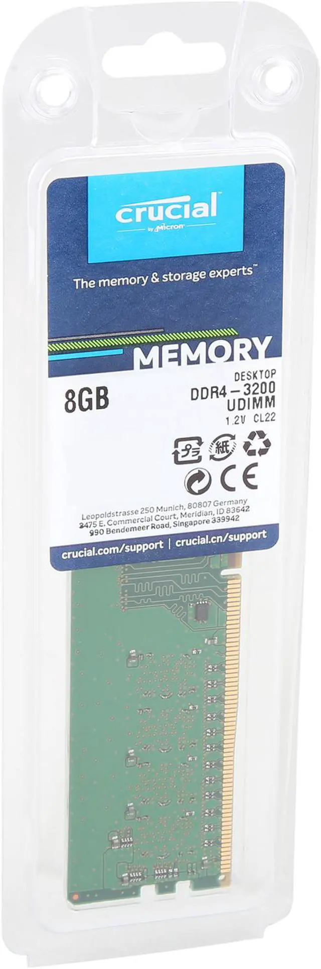 Alt view image 4 of 4 - Crucial 8GB 288-Pin PC RAM DDR4 3200 (PC4 25600) Desktop Memory Model CT8G4DFRA32A