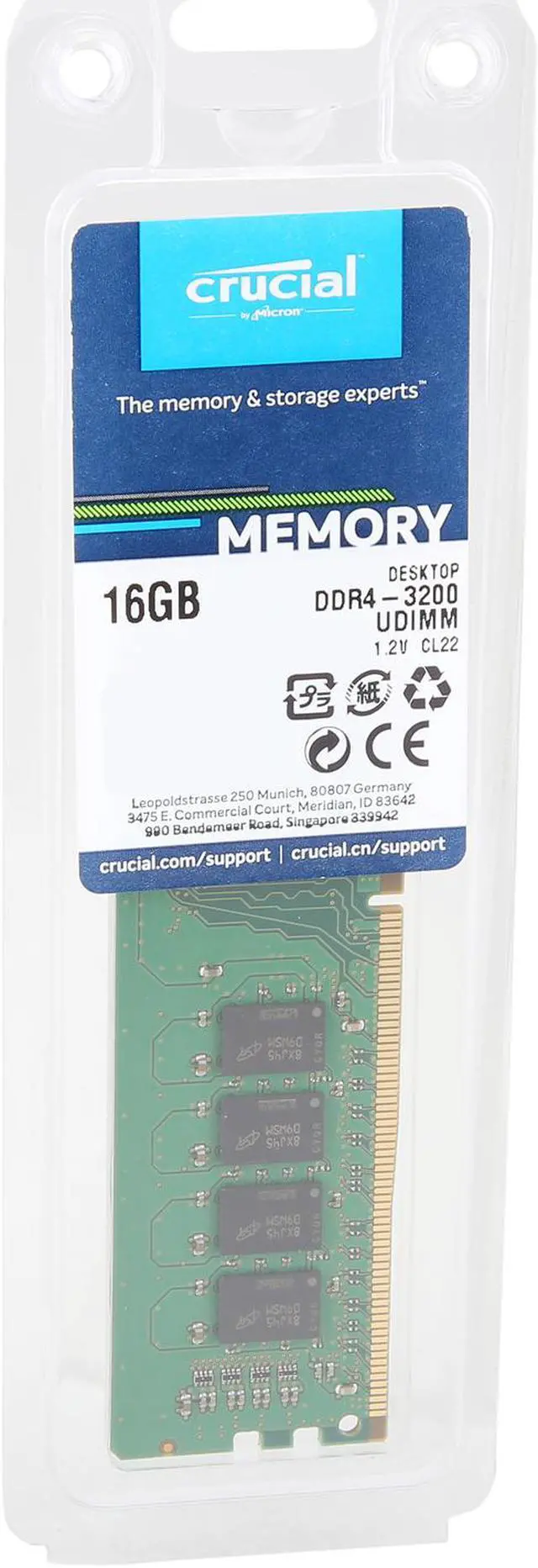 Alt view image 4 of 4 - Crucial 16GB 288-Pin PC RAM DDR4 3200 (PC4 25600) Desktop Memory Model CT16G4DFRA32A