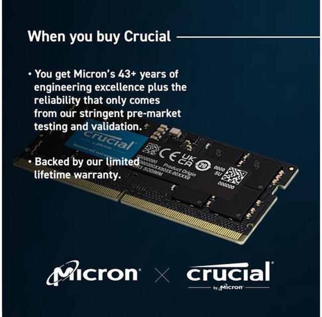 Alt view image 8 of 9 - Crucial 16GB 262-Pin DDR5 SO-DIMM DDR5 5600 Laptop Memory Model CT16G56C46S5