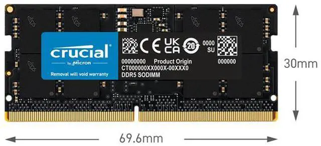 Alt view image 5 of 9 - Crucial 32GB (2 x 16GB) 262-Pin DDR5 SO-DIMM DDR5 4800 (PC4 38400) Laptop Memory Model CT2K16G48C40S5
