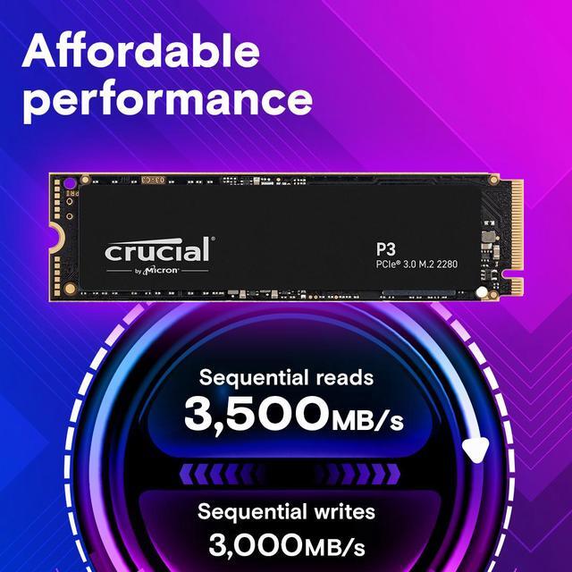 Alt view image 4 of 8 - Crucial P3 2TB PCIe 3.0 3D NAND NVMe M.2 SSD, up to 3500MB/s - CT2000P3SSD8