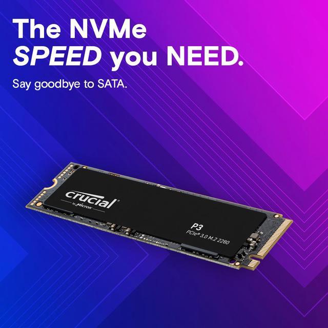 Alt view image 8 of 8 - Crucial P3 2TB PCIe 3.0 3D NAND NVMe M.2 SSD, up to 3500MB/s - CT2000P3SSD8