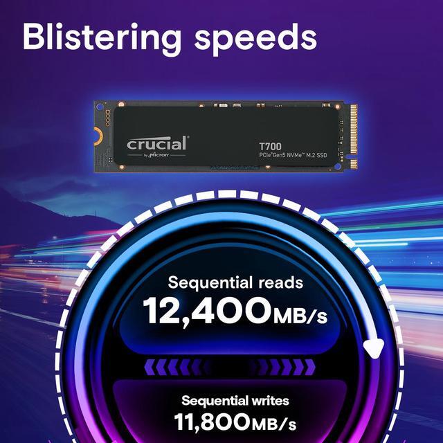 Alt view image 8 of 10 - Crucial T700 GEN5 NMVE M.2 SSD 2280 4TB PCI-Express 5.0 x4 TLC NAND² Internal Solid State Drive (SSD) CT4000T700SSD3