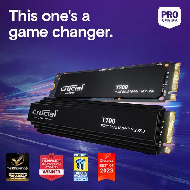 Alt view image 12 of 12 - Crucial T700 GEN5 NMVE M.2 Heatsink M.2 SSD 2280 4TB PCI-Express 5.0 x4 TLC NAND² Internal Solid State Drive (SSD) CT4000T700SSD5