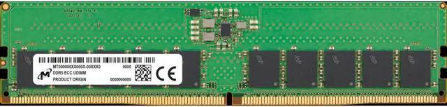 Main image of Micron 16GB DDR5-4800 Server Memory - ECC - Unbufferfed - UDIMM - 1Rx8 Single Rank - CL40