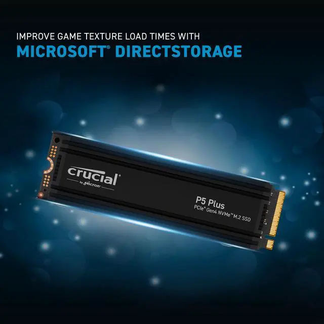 Alt view image 5 of 6 - Crucial P5 Plus M.2 2280 2TB with Heatsink PCI-Express 4.0 x4 NVMe 3D NAND Internal Solid State Drive (SSD) CT2000P5PSSD5
