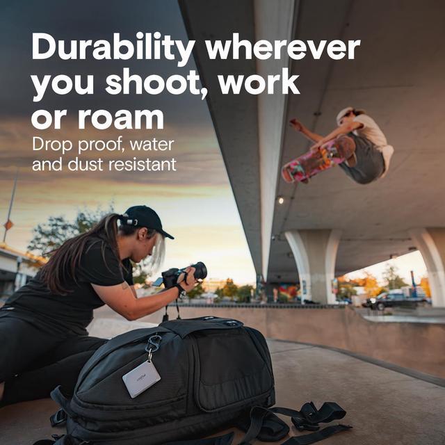 Alt view image 4 of 7 - Crucial X9 Pro 1TB Portable SSD - Up to 1050MB/s read and write - water and dust resistant, PC and Mac - USB 3.2 External Solid State Drive - CT1000X9PROSSD9