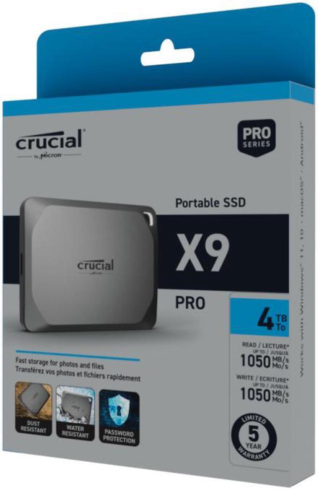 Alt view image 8 of 7 - Crucial X9 Pro 1TB Portable SSD - Up to 1050MB/s read and write - water and dust resistant, PC and Mac - USB 3.2 External Solid State Drive - CT1000X9PROSSD9
