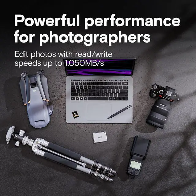 Alt view image 3 of 7 - Crucial X9 Pro 2TB Portable SSD - Up to 1050MB/s read and write - water and dust resistant, PC and Mac - USB 3.2 External Solid State Drive - CT2000X9PROSSD9