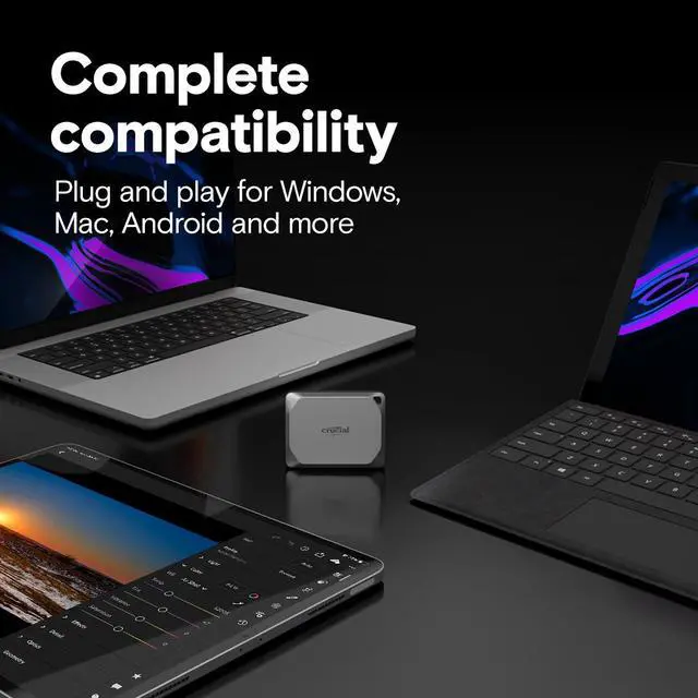 Alt view image 6 of 7 - Crucial X9 Pro 2TB Portable SSD - Up to 1050MB/s read and write - water and dust resistant, PC and Mac - USB 3.2 External Solid State Drive - CT2000X9PROSSD9