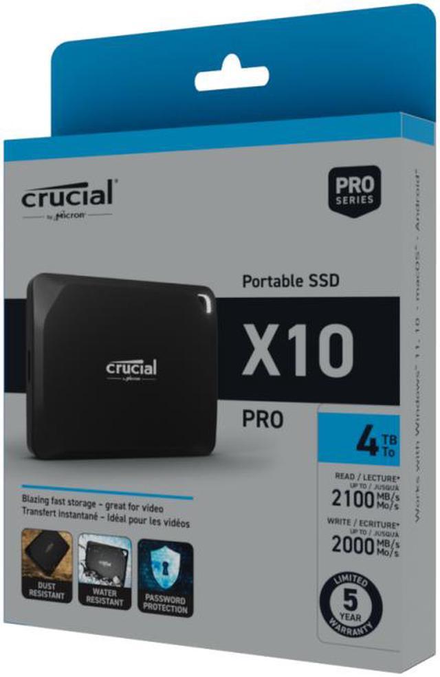 Alt view image 8 of 7 - Crucial X10 Pro 1TB Portable SSD - Up to 2100MB/s read, 2000MB/s write - water and dust resistant, PC and Mac - USB 3.2 External Solid State Drive - CT1000X10PROSSD9