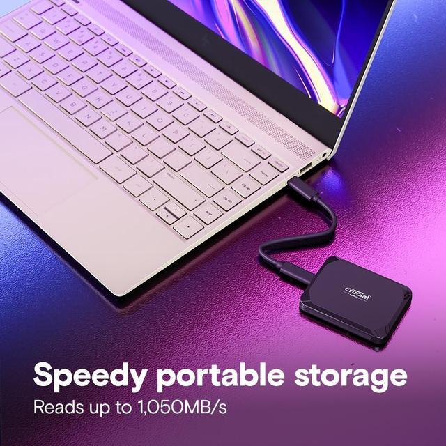 Alt view image 2 of 6 - Crucial X9 2TB Portable SSD - Up to 1050MB/s Read - PC and Mac, Lightweight and small - USB 3.2 External Solid State Drive - CT2000X9SSD9