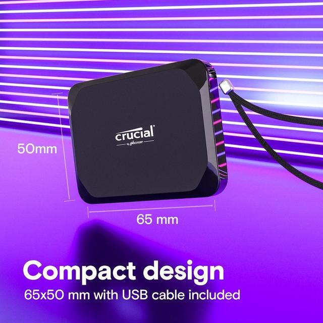 Alt view image 6 of 6 - Crucial X9 2TB Portable SSD - Up to 1050MB/s Read - PC and Mac, Lightweight and small - USB 3.2 External Solid State Drive - CT2000X9SSD9