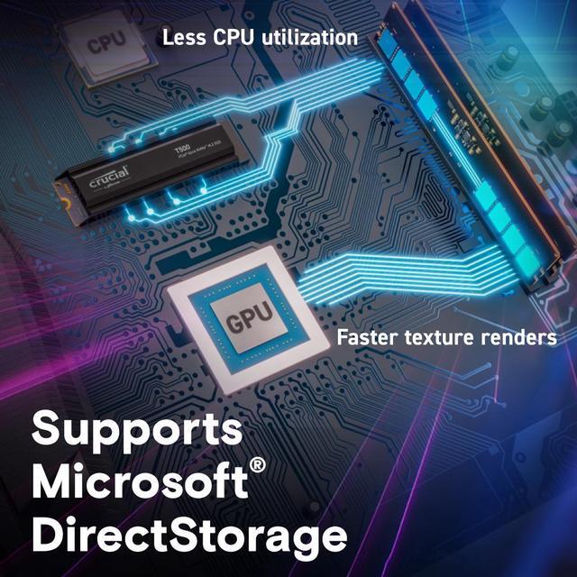 Alt view image 6 of 6 - Crucial T500 2TB Gen4 NVMe M.2 Internal Gaming SSD, Up to 7400MB/s, laptop & desktop Compatible + 1mo Adobe CC All Apps - CT2000T500SSD8