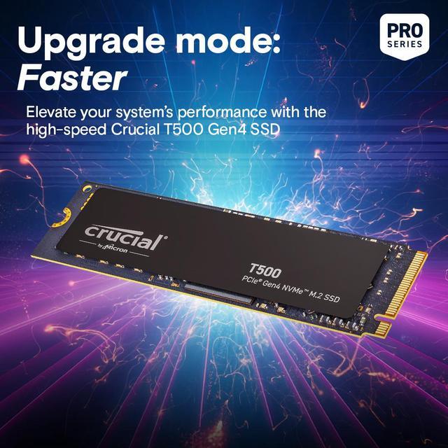 Alt view image 7 of 6 - Crucial T500 2TB Gen4 NVMe M.2 Internal Gaming SSD, Up to 7400MB/s, laptop & desktop Compatible + 1mo Adobe CC All Apps - CT2000T500SSD8