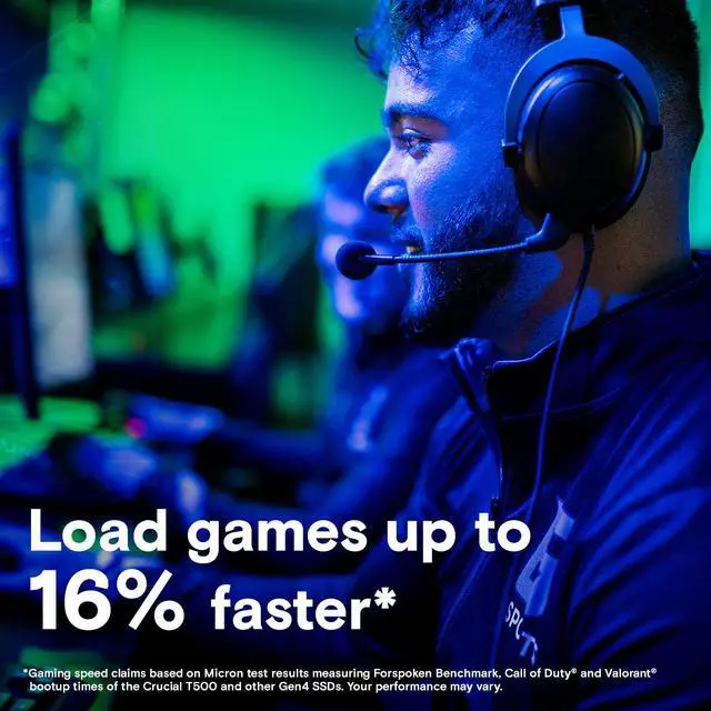 Alt view image 6 of 7 - Crucial T500 1TB Gen4 NVMe M.2 Internal Gaming SSD with Heatsink, Up to 7300MB/s, PlayStation 5 Compatible + 1mo Adobe CC All Apps- CT1000T500SSD5