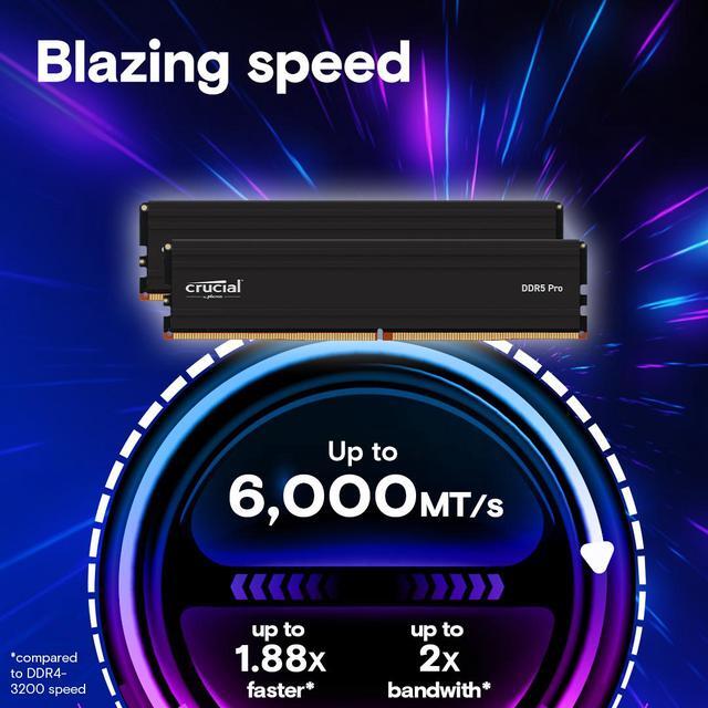 Alt view image 4 of 8 - Crucial Pro 32GB (2 x 16GB) DDR5 6000 (PC5 48000) Desktop Memory Model CP2K16G60C48U5