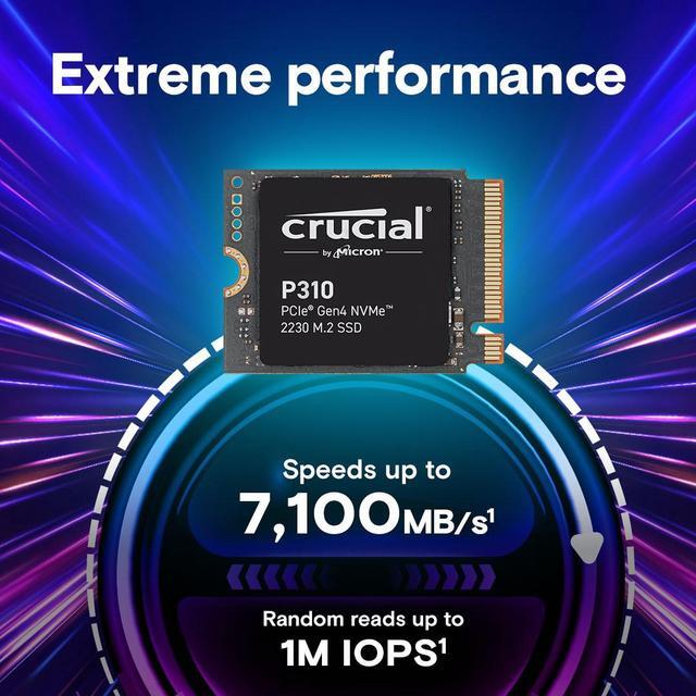 Alt view image 2 of 6 - Crucial P310 2TB PCIe Gen4 2230 NVMe M.2 SSD - Up to 7,100 MB/s - Uplevel Your Console - Internal Solid State Drive (PC) - CT2000P310SSD2