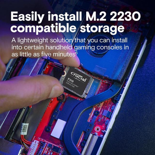 Alt view image 6 of 6 - Crucial P310 2TB PCIe Gen4 2230 NVMe M.2 SSD - Up to 7,100 MB/s - Uplevel Your Console - Internal Solid State Drive (PC) - CT2000P310SSD2