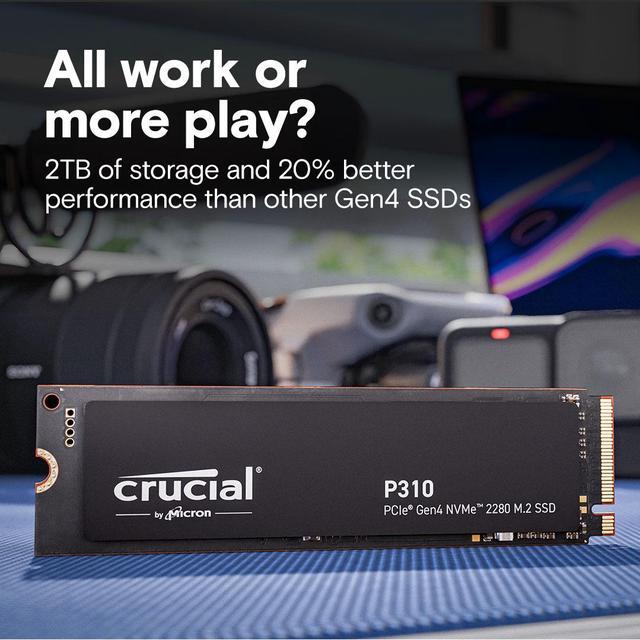 Alt view image 3 of 7 - Crucial P310 M.2 2280 2TB PCI-Express 4.0 x4 NVMe 3D NAND Internal Solid State Drive Speed Up to 7100 MBps (SSD) CT2000P310SSD8