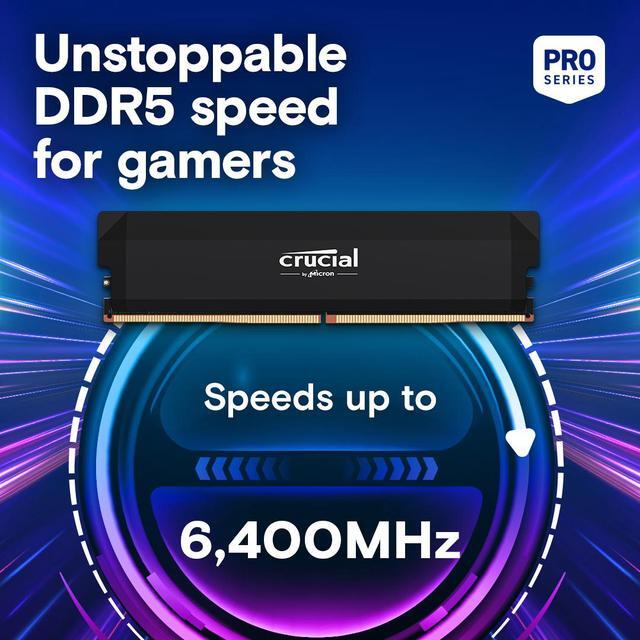 Alt view image 2 of 6 - Crucial Pro Overclocking 32GB (2 x 16GB) DDR5 6400 (PC5 51200) Desktop Memory Model CP2K16G64C38U5B