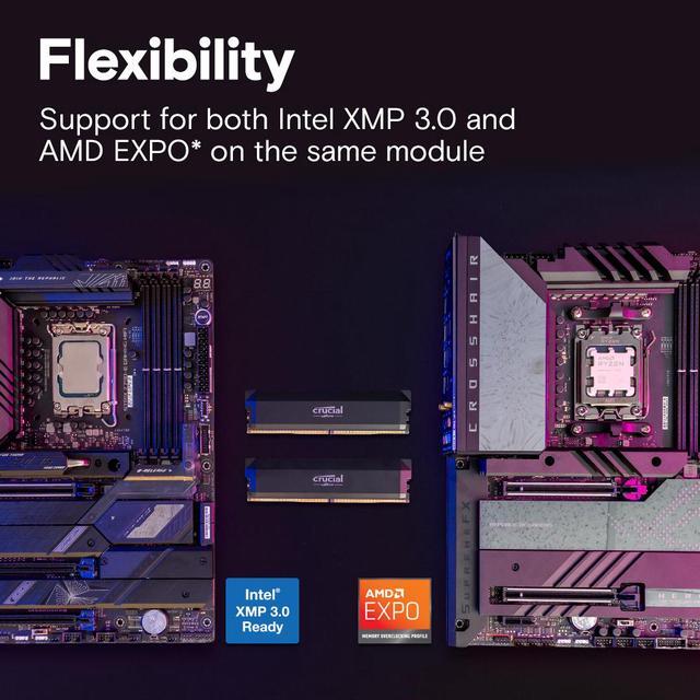 Alt view image 4 of 6 - Crucial Pro Overclocking 32GB (2 x 16GB) DDR5 6400 (PC5 51200) Desktop Memory Model CP2K16G64C38U5B