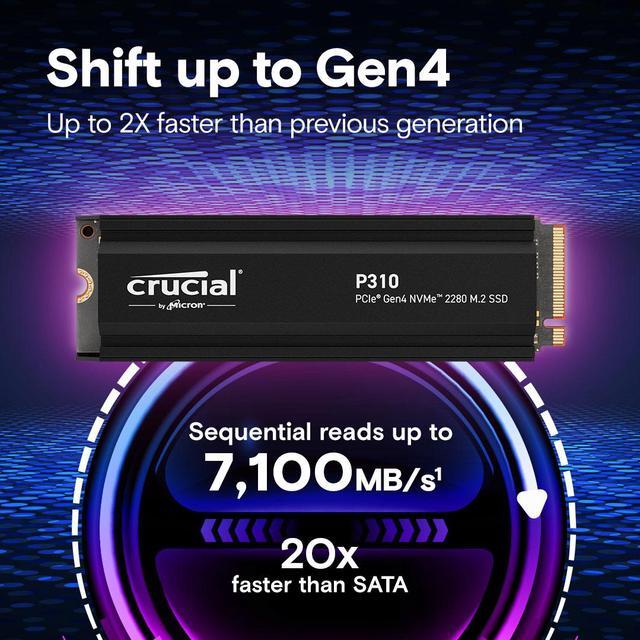 Alt view image 2 of 7 - Crucial P310 M.2 2280 2TB PCI-Express 4.0 x4 3D NAND Internal Solid State Drive (SSD) CT2000P310SSD5