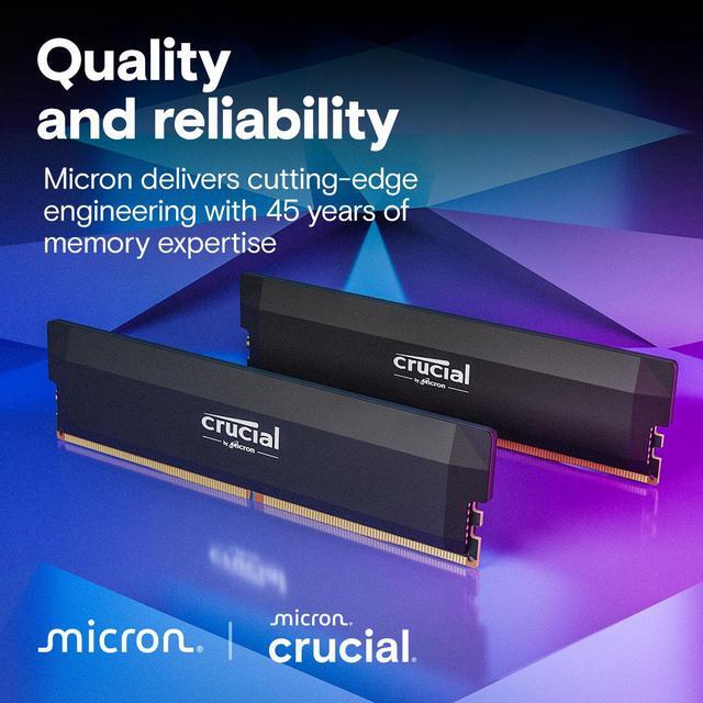 Alt view image 5 of 5 - Crucial Pro Overclocking 64GB (2 x 32GB) DDR5 6000 (PC5 48000) Desktop Memory Model CP2K32G60C40U5B
