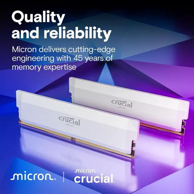 Alt view image 5 of 5 - Crucial Pro Overclocking 64GB (2 x 32GB) DDR5 6000 (PC5 48000) Desktop Memory Model CP2K32G60C40U5W