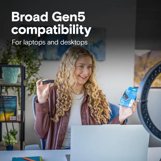 Alt view image 4 of 6 - Crucial P510 2TB Gen5 NVMe SSD, Up to 10,000 MB/s, PCIe 5.0 M.2 2280 SSD, Internal Solid State Drive, Compatible with Laptop, CT2000P510SSD8