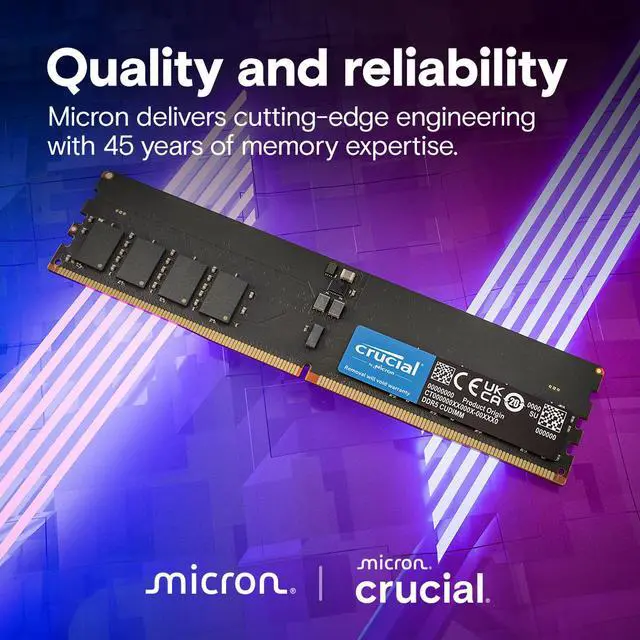 Alt view image 5 of 6 - Crucial 64GB (2 x 32GB) 288-Pin PC RAM DDR5 6400 (PC5 51200) Desktop Memory Model CT2K32G64C52CU5