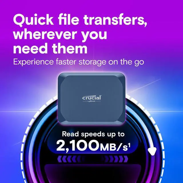 Alt view image 3 of 6 - Crucial X10 2TB Portable Solid State Drive - External - USB 3.2 Gen 2x2 CT2000X10SSD9