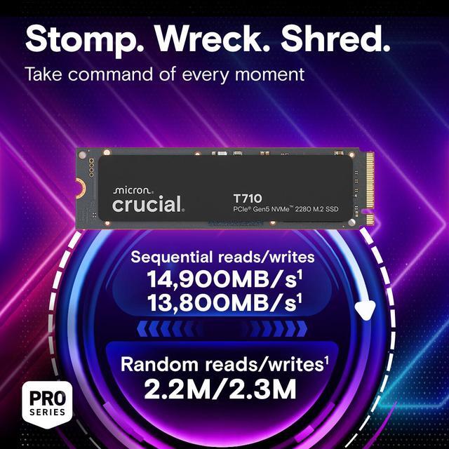 Alt view image 2 of 6 - Crucial T710 M.2 2280 1TB PCI-Express 5.0 x4 TLC NAND² Internal Solid State Drive (SSD) CT1000T710SSD8