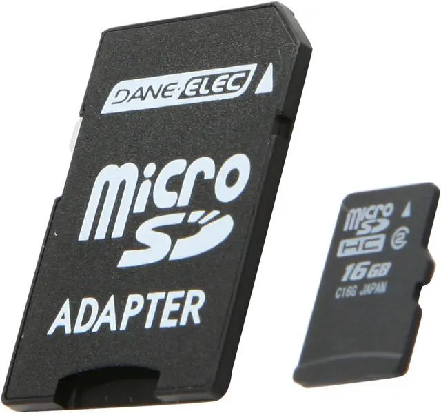 Main image of DANE-ELEC 16GB microSDHC Flash Card w/ SD Adapter Model DA-2IN1-16G-R