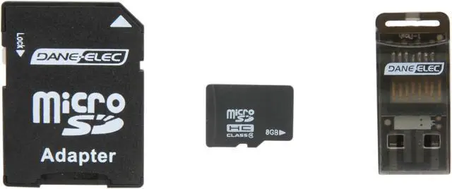 Main image of DANE-ELEC 8GB microSDHC Flash Card Universal Connectivity Kit with SD & USB Adapter Model DA-3in1C1008G-R