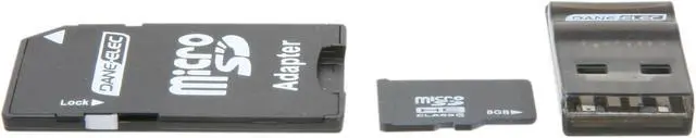 Alt view image 2 of 4 - DANE-ELEC 8GB microSDHC Flash Card Universal Connectivity Kit with SD & USB Adapter Model DA-3in1C1008G-R