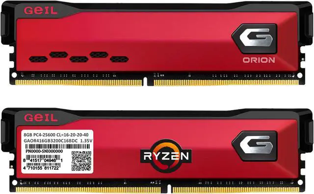 Alt view image 2 of 3 - GeIL ORION AMD Edition 16GB (2 x 8GB) 288-Pin PC RAM DDR4 3200 (PC4 25600) Desktop Memory Model GAOR416GB3200C16BDC