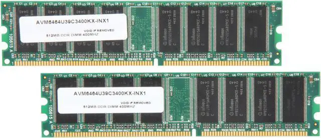 Main image of AllComponents 1GB (2 x 512MB) DDR 400 (PC 3200) Dual Channel Kit Desktop Memory Model AC400X64/1024-KIT