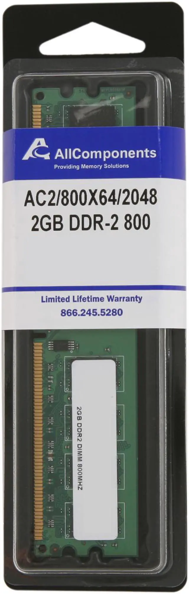 Alt view image 3 of 3 - AllComponents 2GB DDR2 800 (PC2 6400) Desktop Memory Model AC2/800X64/2048
