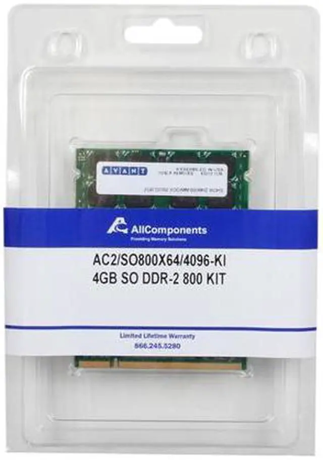 Alt view image 3 of 3 - AllComponents 4GB (2 x 2GB) 200-Pin DDR2 SO-DIMM DDR2 800 (PC2 6400) Laptop Memory Model AC2/SO800X64/4096-KIT