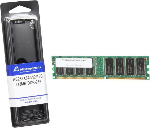 Alt view image 3 of 3 - AllComponents 512MB DDR 266 (PC 2100) Desktop Memory Model AC266X64/512/16C - OEM
